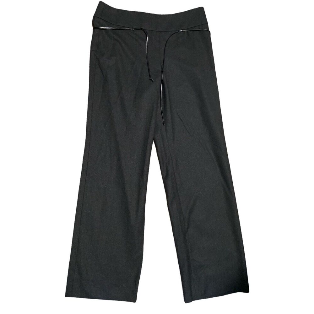 Armani Collezioni Womens Wide Leg Wool Trousers Black Size 10‎